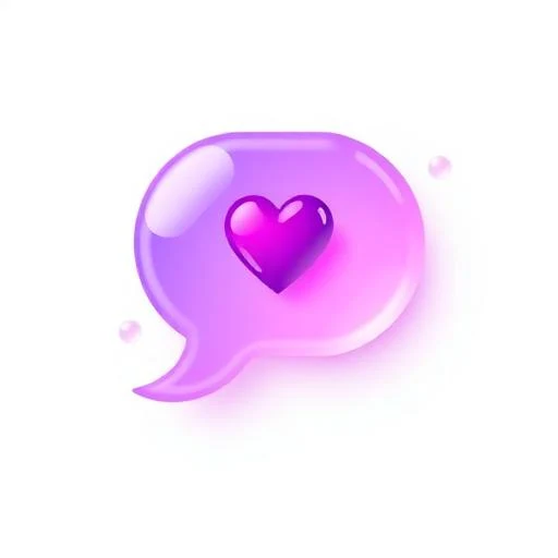 Glassy purple-to-pink 3D chat bubble icon representing an anonymous compliments app inbox
