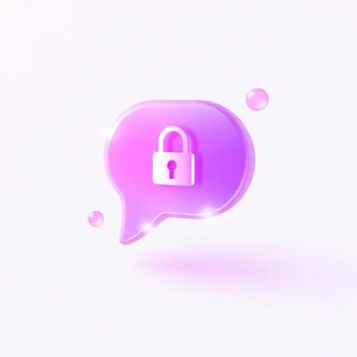 Glassy purple-to-pink 3D chat bubble with lock icon representing an anonymous confession app inbox