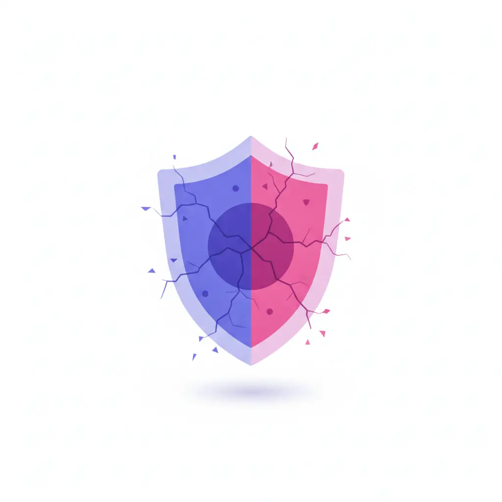 A privacy shield with small cracks, representing the limits of group anonymity