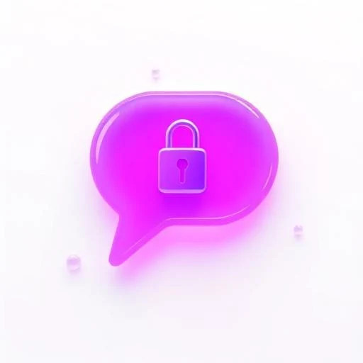 Glassy 3D chat bubble with a lock icon representing an anonymous messaging platform