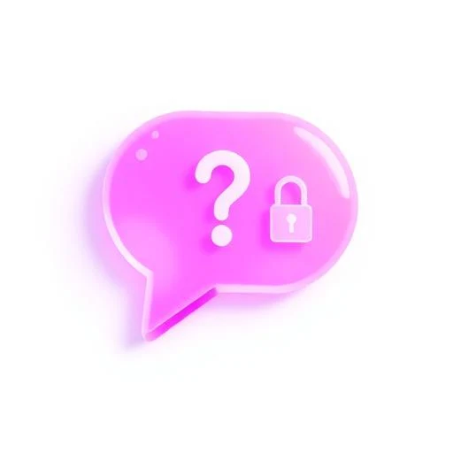 Glassy purple-to-pink 3D chat bubble and lock icon representing an anonymous Q&A app inbox