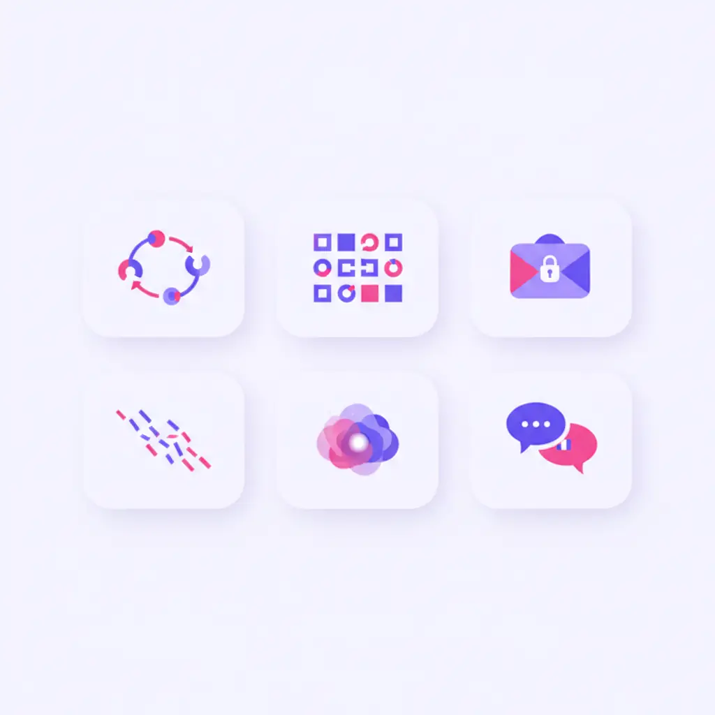 Six cards showing different secret message methods from anonymous links to ciphers