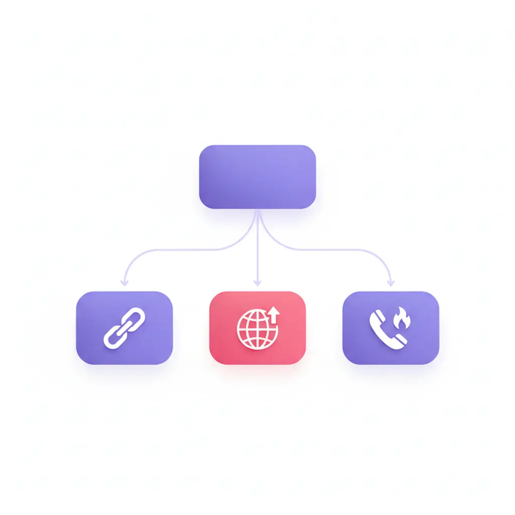 A simple decision flow choosing between a link, a web sender, and a burner number