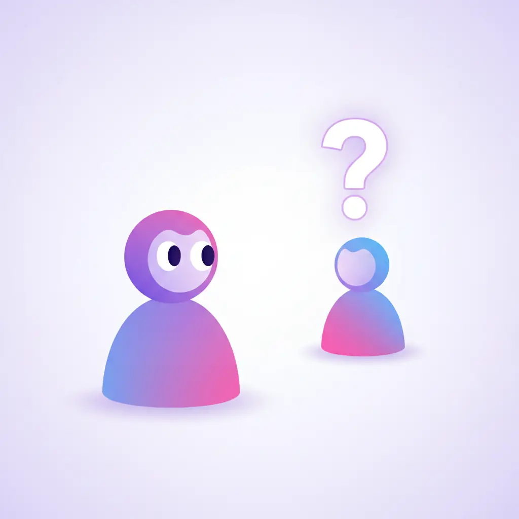 A recipient looking at an unknown sender with a question mark
